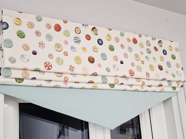 roman blinds with a bottom point