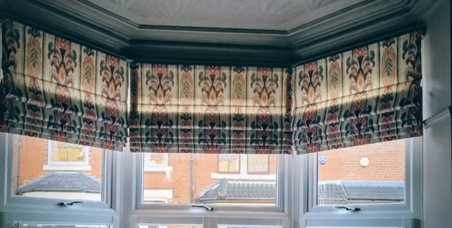 bay window roman blinds