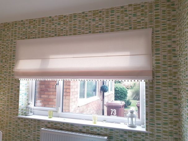 roman blinds with pom pom trim